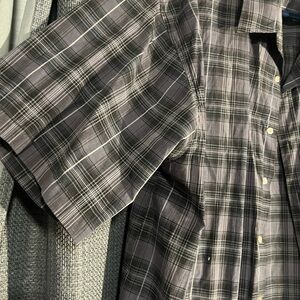 Beyond The Limit - Plaid Gray & White Mens Big & Tall Shirt 4XL
